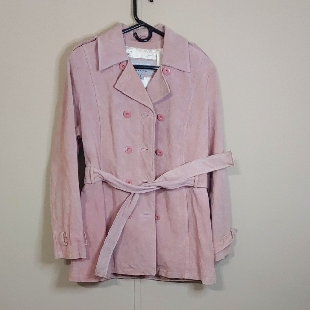 Wilsons Leather Dusty Rose Suede Trench Jacket